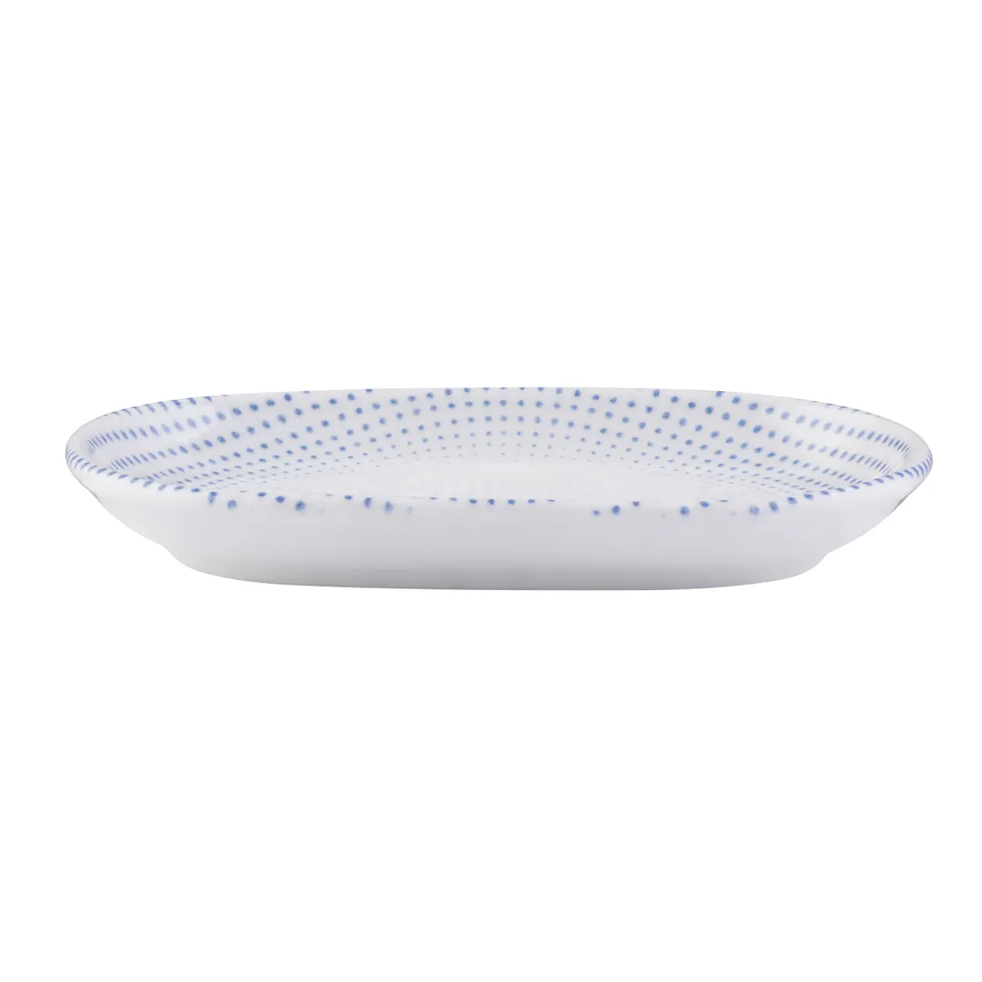 ID Fine 5316067 - Oval Fine China Platter, 6" x 9.2" x 1.111", Azure Harmony Blue, Dishwasher Safe