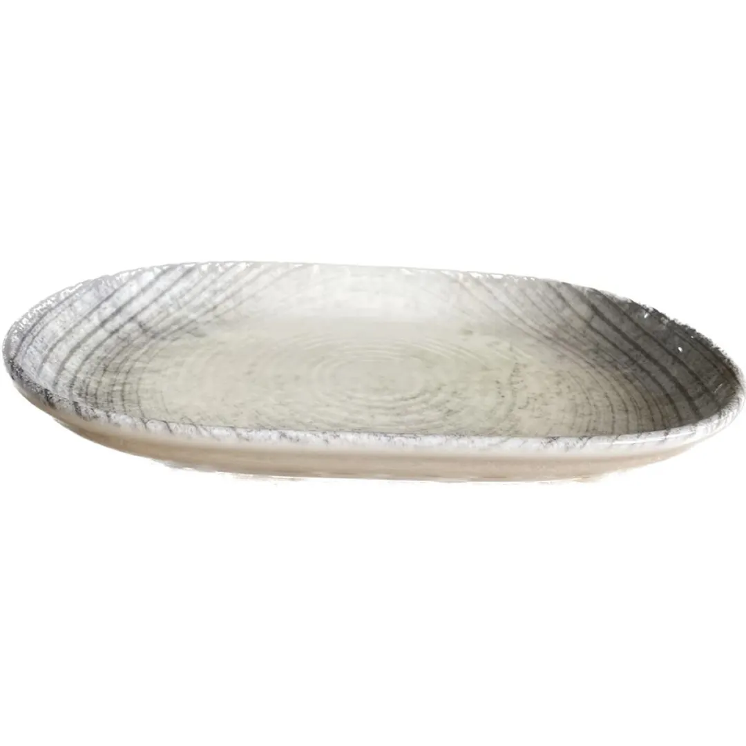 ID Fine 5316196 Oval China Platter, 8" W x 13" D x 1.17" H, Fume Finish, Dishwasher Safe - 1/Each
