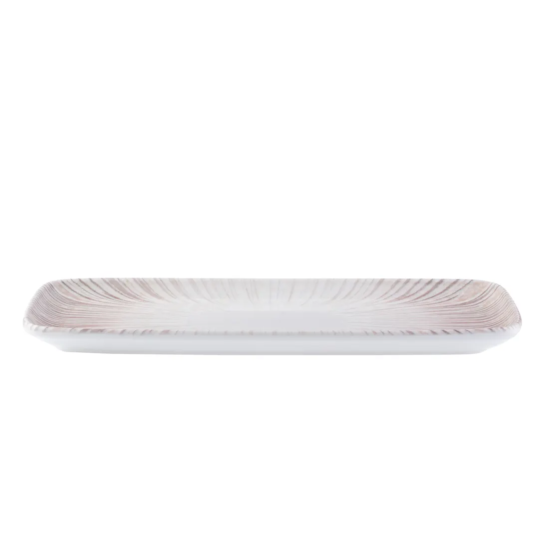 ID Fine 5316298 Fine China Rectangular Platter, 6.429" W x 13.5" D x 1" H, Creme Ray, Dishwasher Safe
