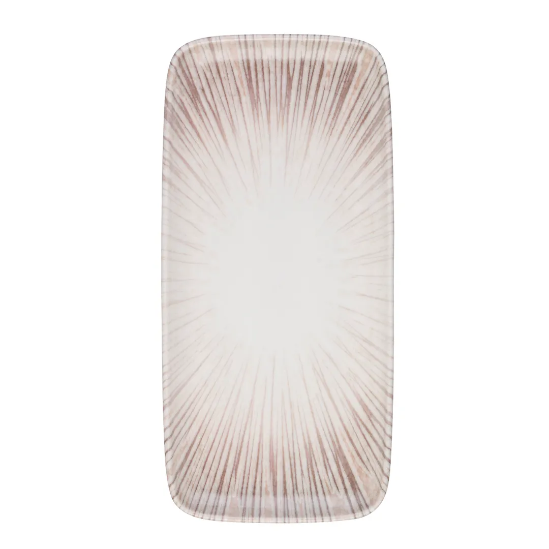 ID Fine 5316298 Fine China Rectangular Platter, 6.429" W x 13.5" D x 1" H, Creme Ray, Dishwasher Safe