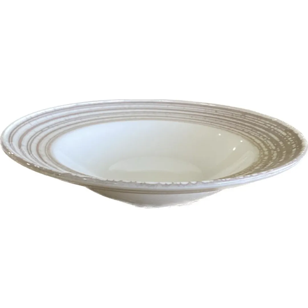 ID Fine 5316354 Round China Plate, 9.86" Diameter, Brulee Tornio Finish, Fine China, Dishwasher Safe