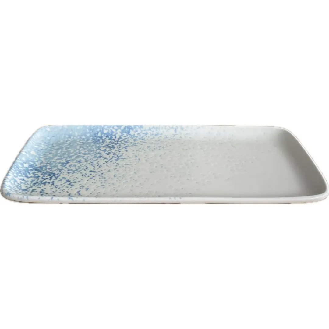 ID Fine 5316395 Rectangular Fine China Platter, 6.43" W x 13.5" D x 1" H, Azure Sky, Dishwasher Safe