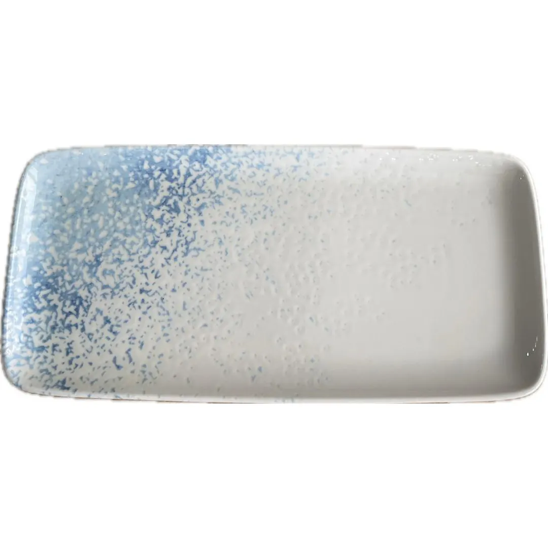 ID Fine 5316395 Rectangular Fine China Platter, 6.43" W x 13.5" D x 1" H, Azure Sky, Dishwasher Safe