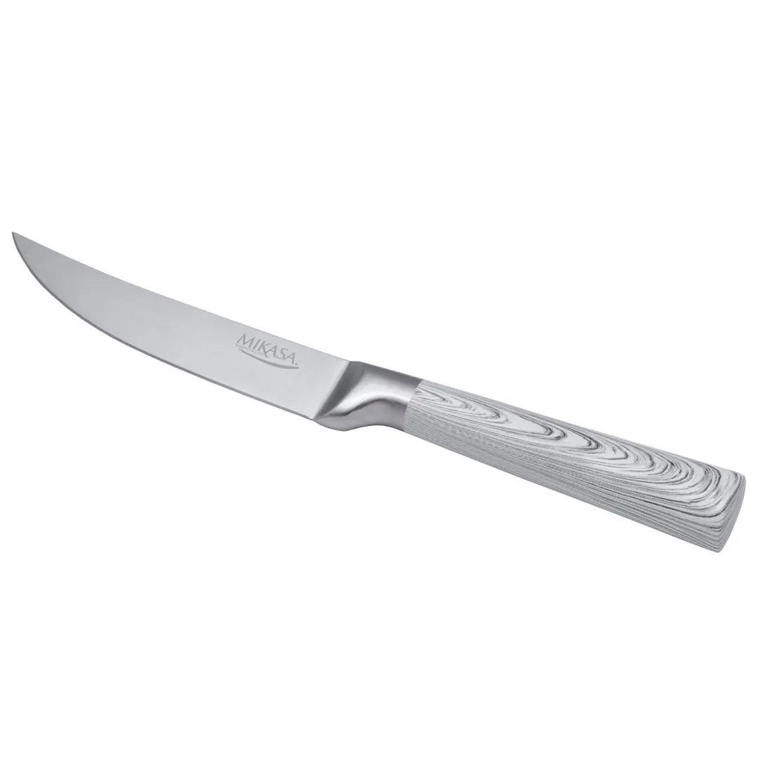 Mikasa 5318213 Steak Knife, 9", White Faux Pakkawood Handle, Fine Edge Blade, Axel - 1 Dozen