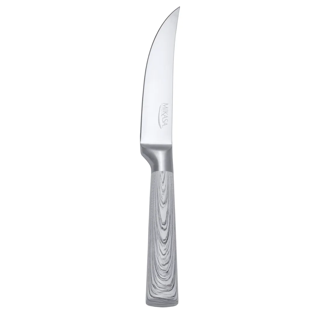 Mikasa 5318213 Steak Knife, 9", White Faux Pakkawood Handle, Fine Edge Blade, Axel - 1 Dozen