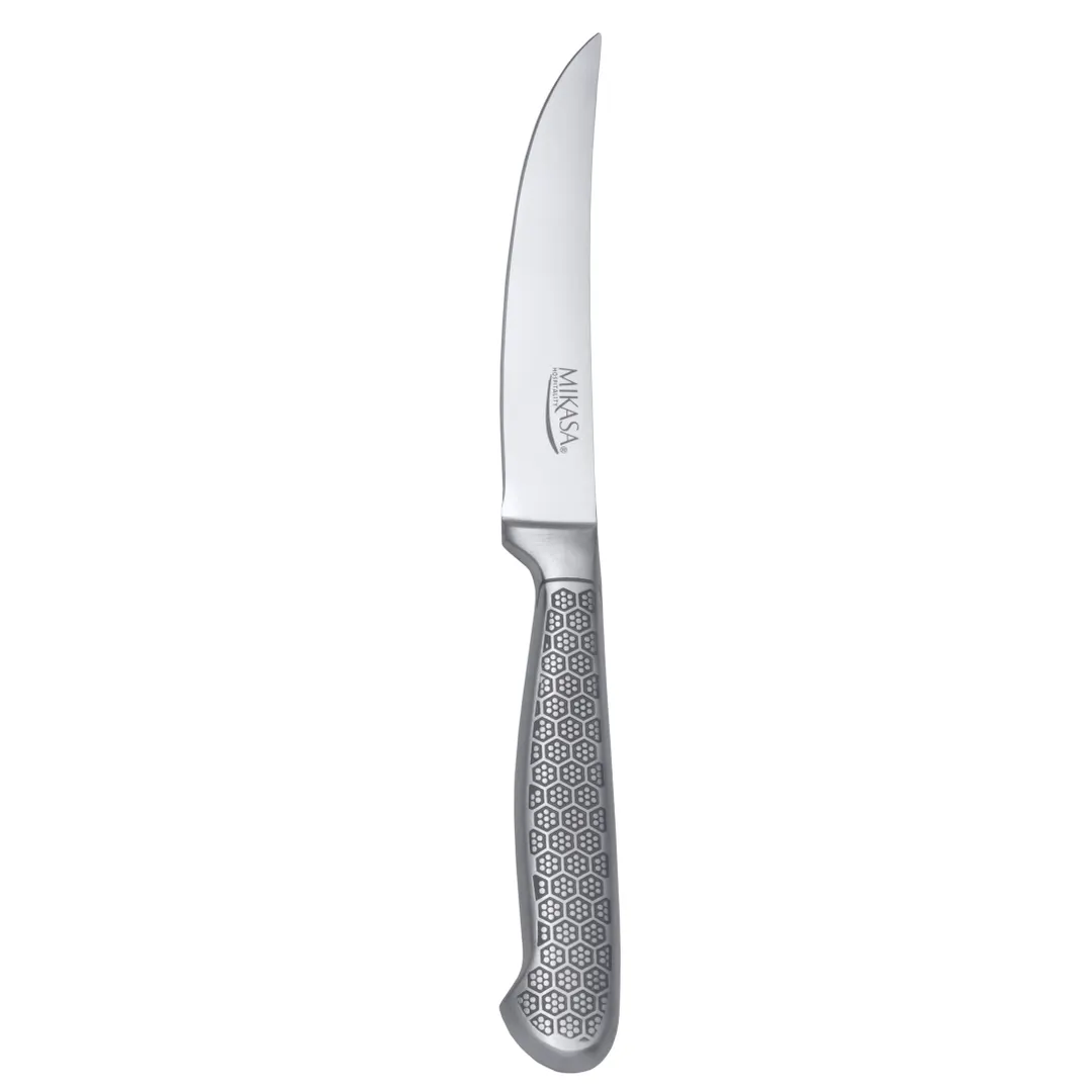 Mikasa 5318216 Steak Knife, 9", Textured Stainless Steel Handle, Fine Edge Blade - 1 Dozen