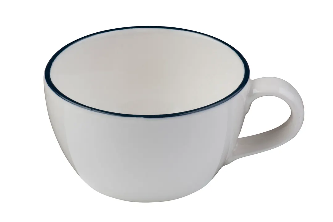 ID Fine 5321446 9‑Oz Modest Navy China Mug, 4"×2.33"×7.4" Stackable, Dishwasher Safe, Fine China