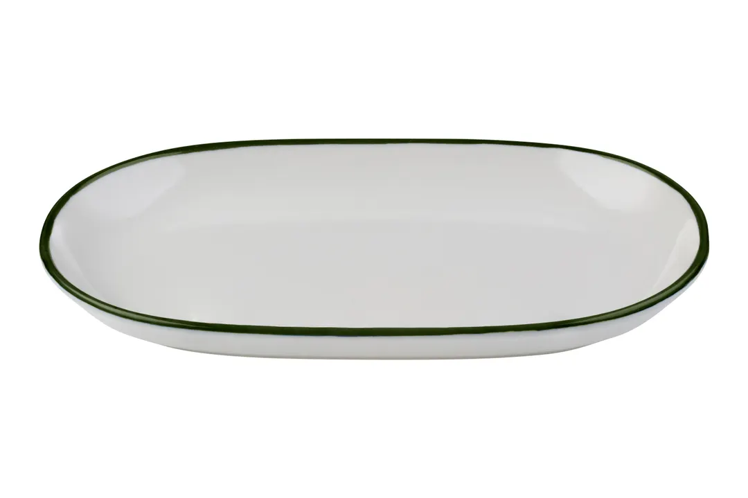 ID Fine 5321581 Oval China Platter, 11" x 7" Dish, Modest Green Fine China, Dishwasher Safe - 1/Each