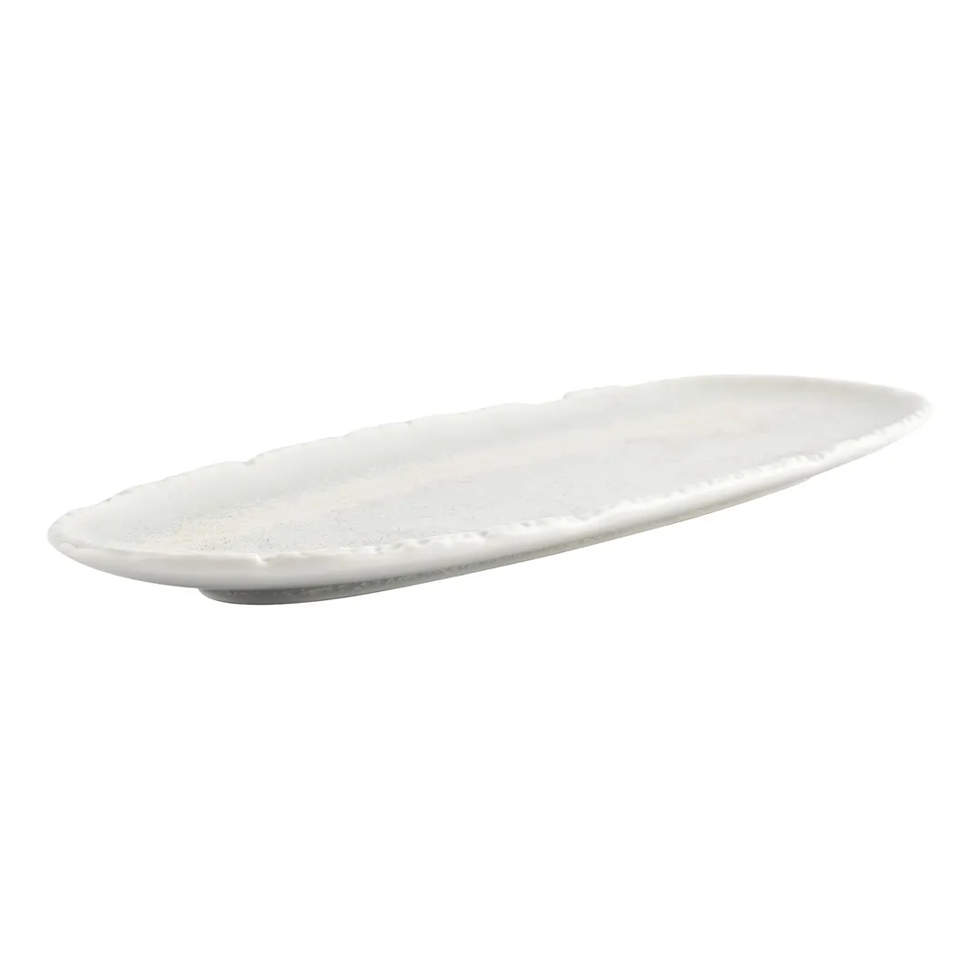 F2D 5323271 White Porcelain Platter, 5.7" x 13.4", Dishwasher, Microwave & Oven Safe, Filo Finish