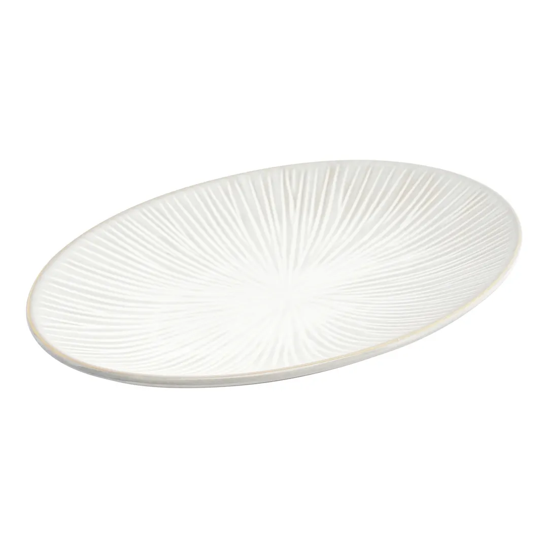 F2D 5323454 - China Platter, 6.7" x 10" Porcelain Grey, Dishwasher & Microwave Oven Safe, Halo Finish