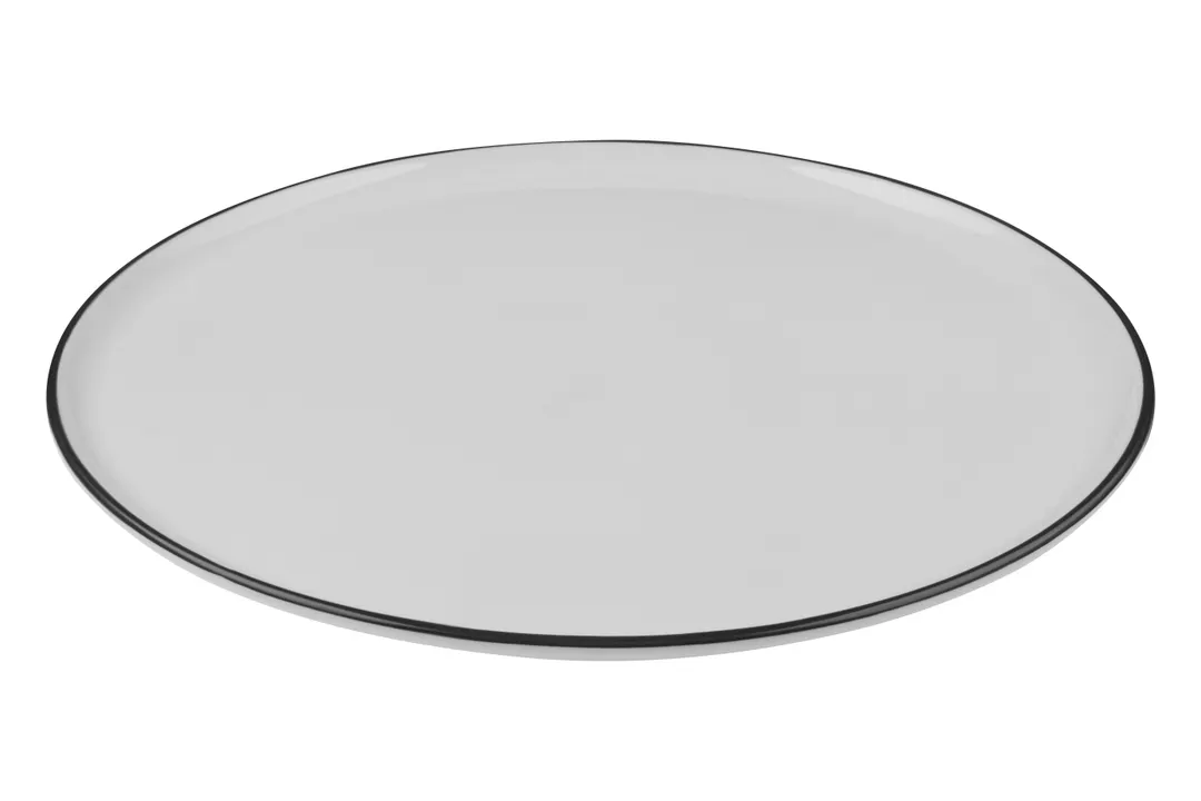 ID Fine 5324467 Pizza Plate, 12.2" x 0.6" Fine China, Modest Black, Curved Edge, Rim, Dishwasher Safe