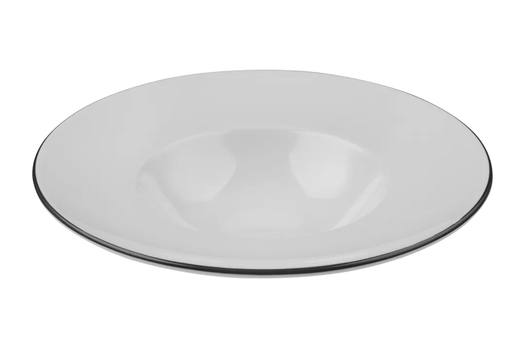ID Fine 5324470 Round China Plate, 11.4" W x 11.4" D x 2.14" H, Black, Curved Edge, Dishwasher Safe