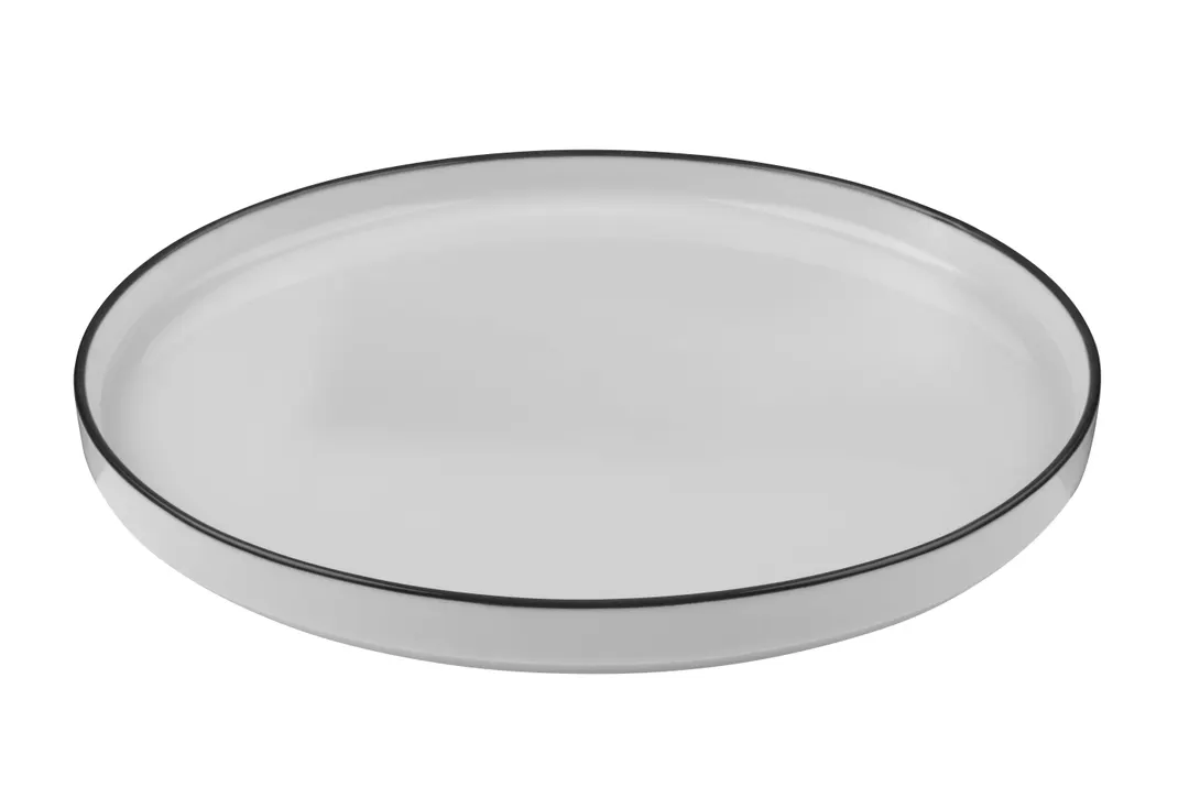 ID Fine 5324473 Round China Plate, 10" Diameter, Modest Black, Curved Edge, Dishwasher Safe - 1/Each