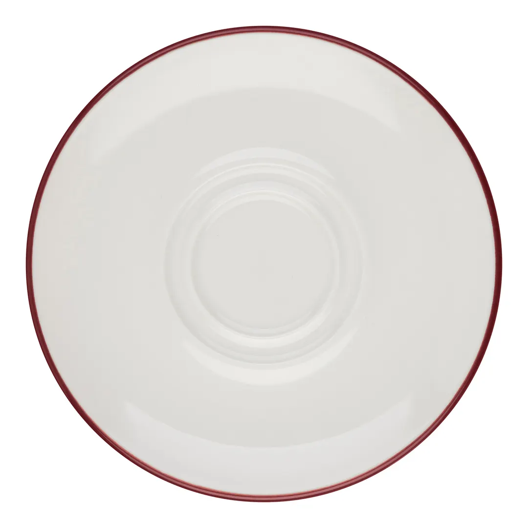 ID Fine 5324890 Round Fine China Saucer, 6.4" Diameter x 0.75" Height, Modest Maroon Finish
