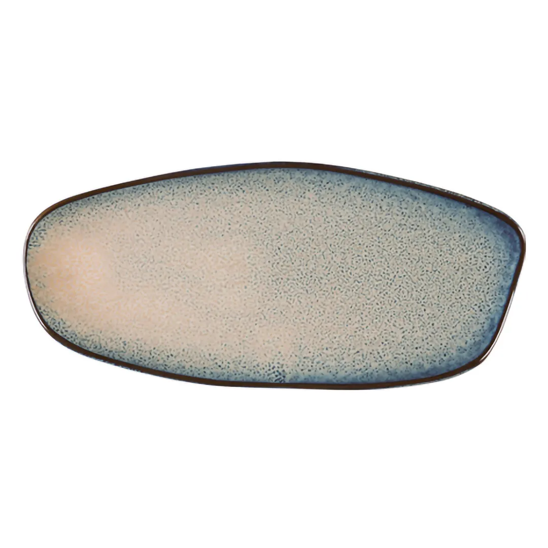 ID Fine 5324974 Roots Oval Platter, 5" W x 10.88" D x 1" H, Charma Blue Vitrified Stoneware - 1/Each