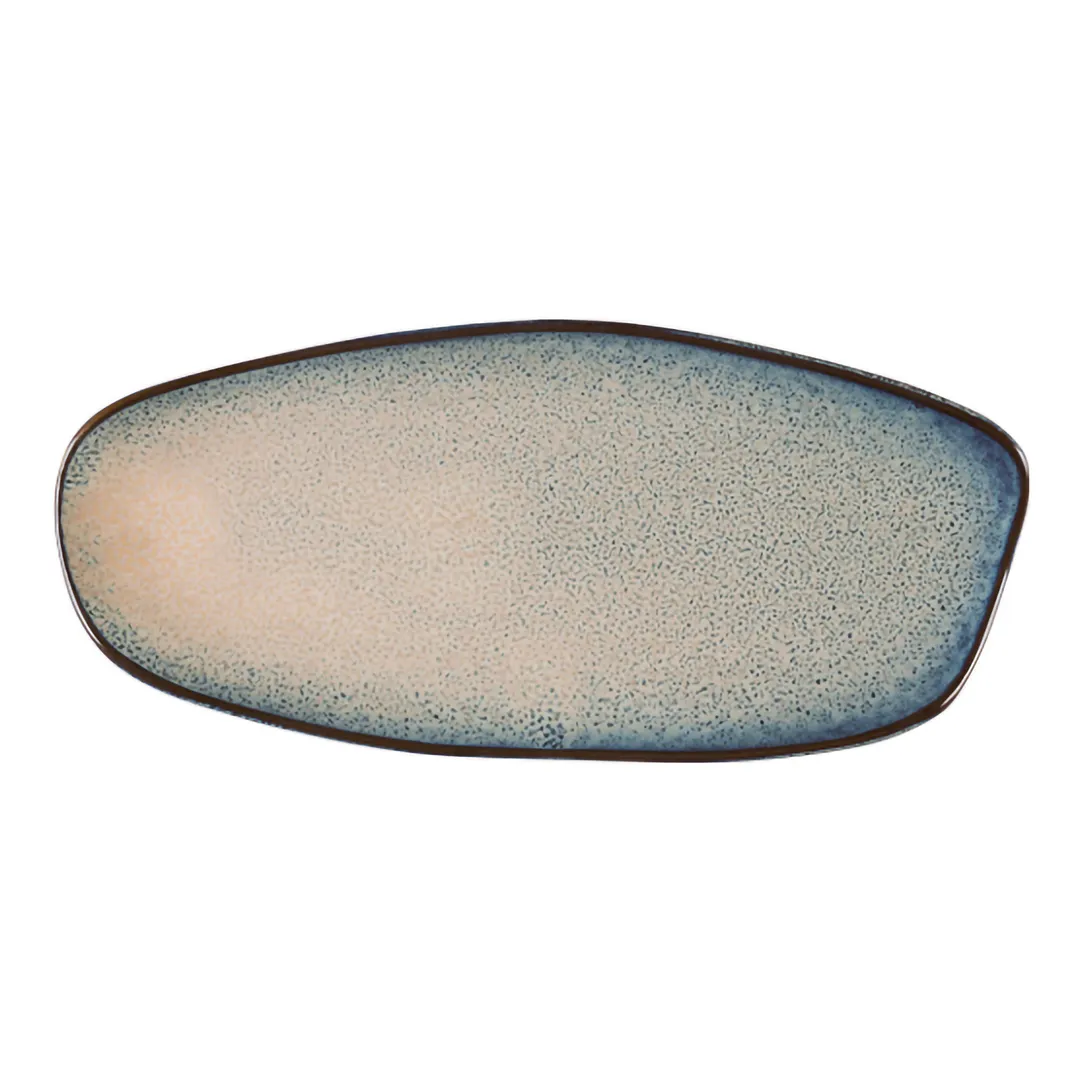 ID Fine 5324975 Oval Platter, 5.5" W x 12.25" D x 1.25" H, Charma Blue Stoneware Ceramic