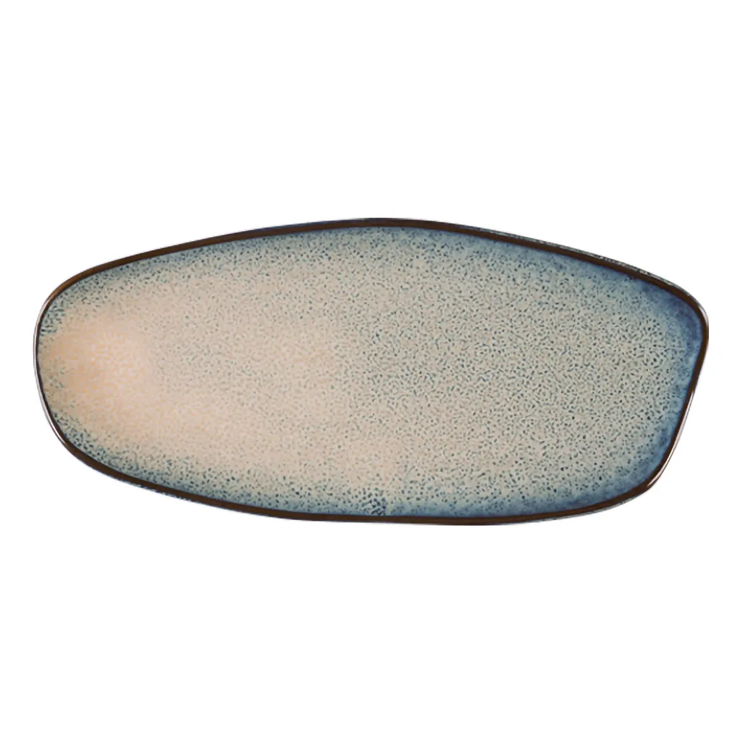 ID Fine 5324976 Roots Oval Platter, 6" x 13" (1.25" H), Charma Blue Vitrified Stoneware