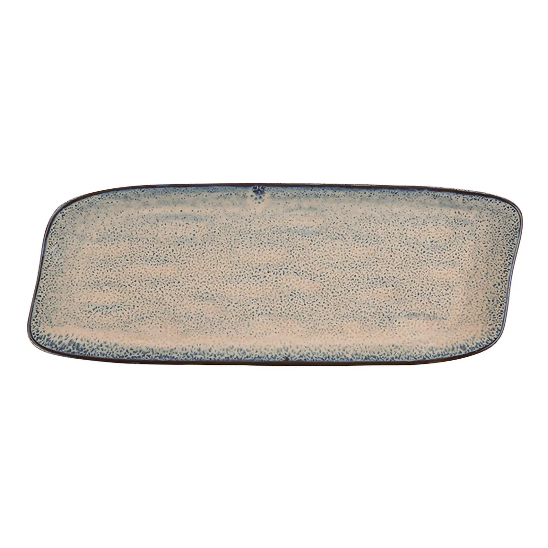 ID Fine 5324978 Oval Platter, 5.88" W x 15.75" D x 0.88" H, Charma Blue Vitrified Stoneware Ceramic