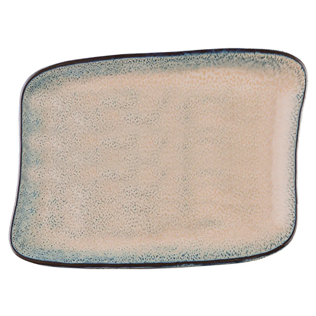 ID Fine 5324979 Oval Platter, 8.63" x 11.75" x 0.88" Charma Blue Vitrified Stoneware Square Tray