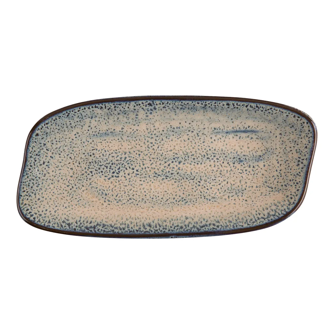 ID Fine 5324980 Oval Platter, 4.38" W x 8.63" D x 0.88" H, Charma Blue Vitrified Stoneware Ceramic