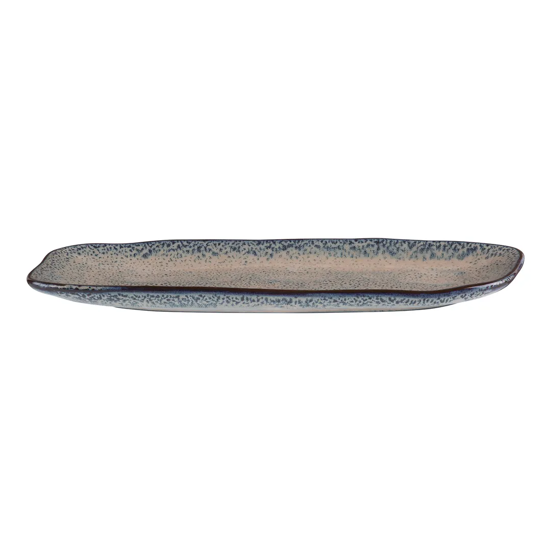 ID Fine 5324981 Oval China Platter, 4" W x 11.75" D x 0.88" H, Blue Vitrified Stoneware - 1/Each