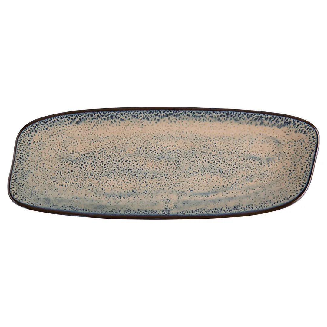 ID Fine 5324981 Oval China Platter, 4" W x 11.75" D x 0.88" H, Blue Vitrified Stoneware - 1/Each