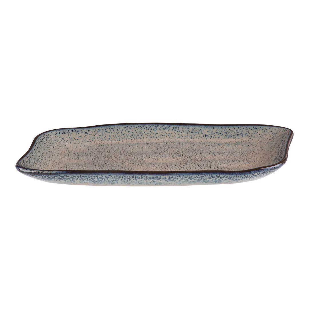 ID Fine 5324982 Roots Oval Platter, 5.88" x 10.25" x 0.88" Charma Blue Vitrified Stoneware