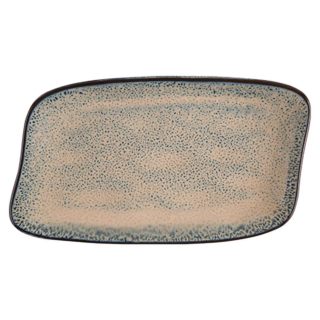 ID Fine 5324982 Roots Oval Platter, 5.88" x 10.25" x 0.88" Charma Blue Vitrified Stoneware