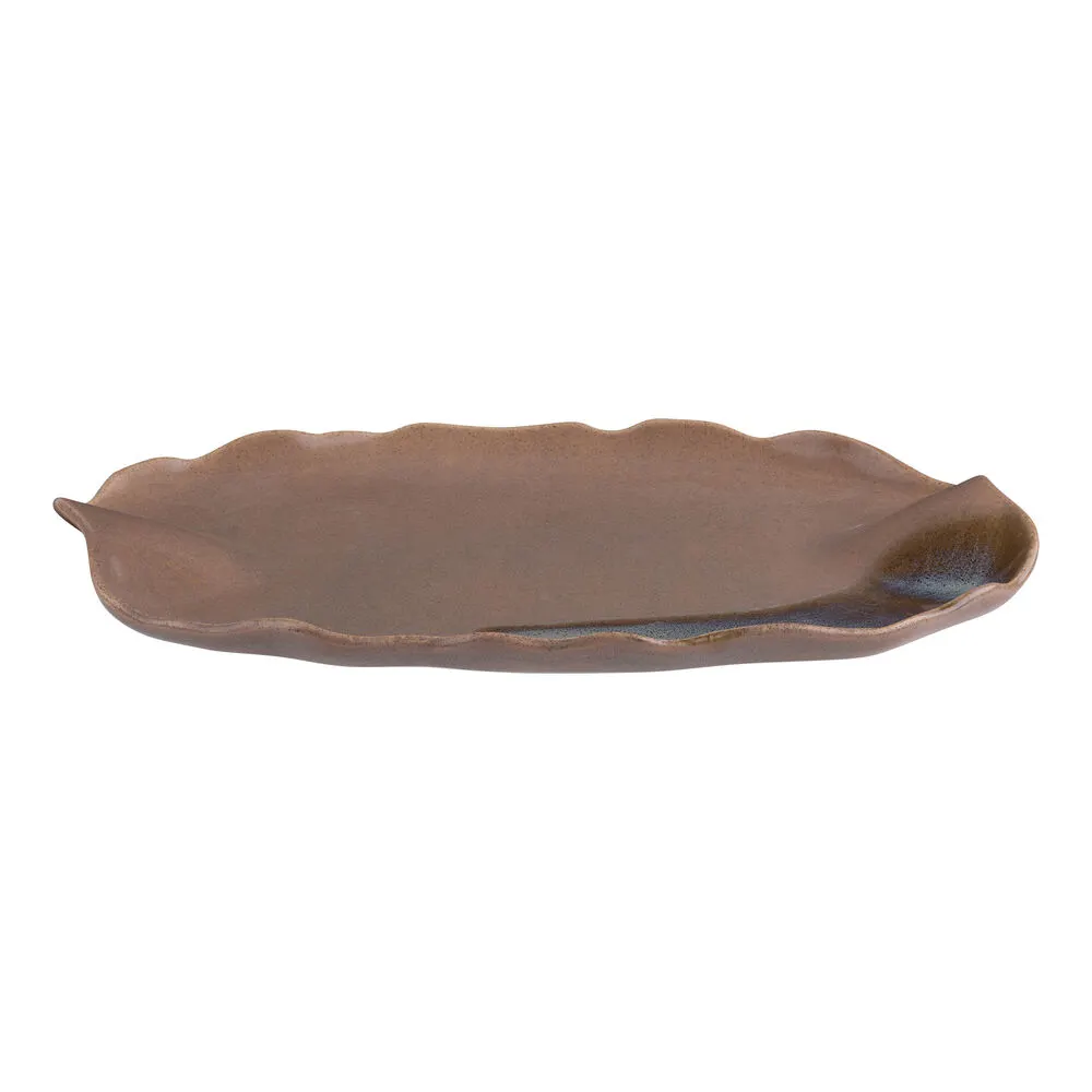 ID Fine 5325275 Roots Platter, 8.5" W x 13.25" D x 1.13" H, Vitrified Stoneware, Ceramic - 1/Each