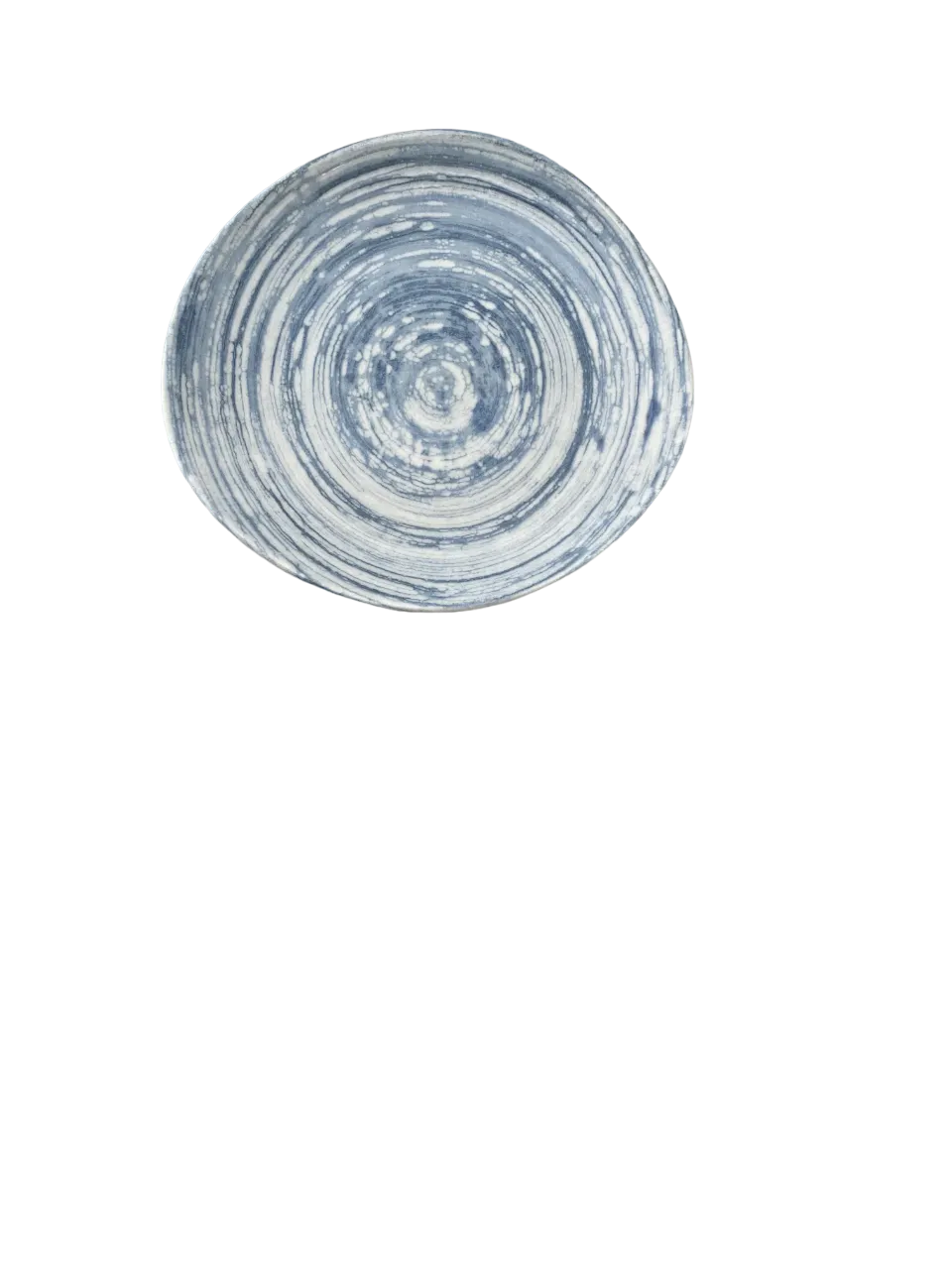 ID Fine 5327587 1972 Coupe Plate, 8.3" x 7.5" Swirl Blue Vitrified Stoneware Ceramic with Coupe Rim