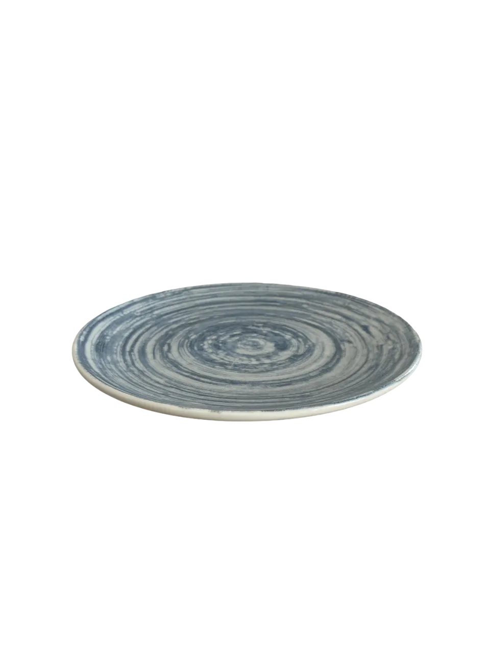 ID Fine 5327590 1972 Coupe Plate, 10.25" Swirl Blue Vitrified Stoneware Ceramic Round Coupe Rim