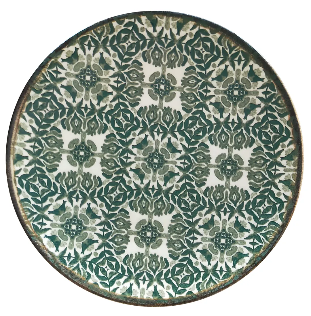 ID Fine 5327708 1972 Coupe Plate, 11" Round Ceramic Plate, Seville Green Vitrified Stoneware, Rim