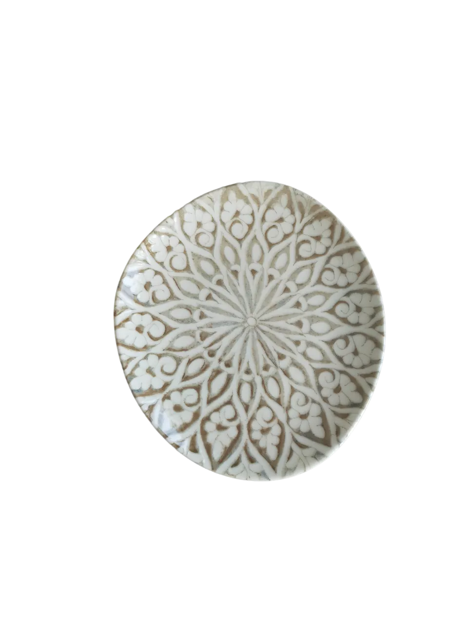 ID Fine 5327709 Coupe Plate, 8.3" x 7.5" Oval Ceramic, Granada Sand Vitrified Stoneware, Coupe Rim
