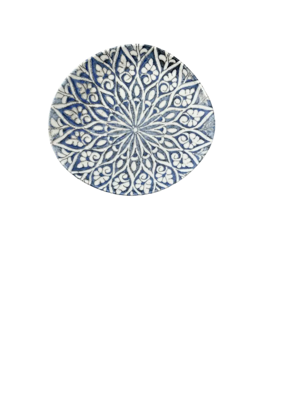 ID Fine 5327715 1972 Coupe Plate, 10.6" x 9.6" Granada Blue Ceramic, Free‑Form Shape - 1/Each