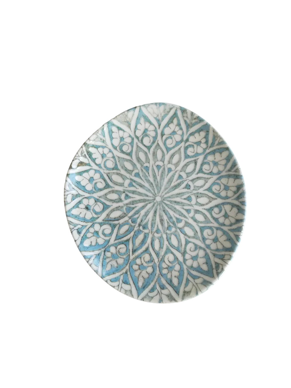 ID Fine 5327719 Coupe Plate, 8.3" x 7.5" Oval Ceramic, Granada Turquoise Vitrified Stoneware