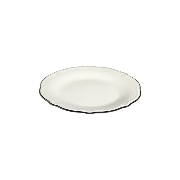 ID Fine 5335873 1972 Coupe Plate, 8.26" Round Porcelain Dinner Plate, Black Line Fulya, Dishwasher Safe
