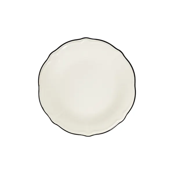 ID Fine 5335873 1972 Coupe Plate, 8.26" Round Porcelain Dinner Plate, Black Line Fulya, Dishwasher Safe