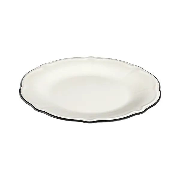 ID Fine 5335876 1972 Coupe Plate 11.42" Round Porcelain, Black Line Fulya, Dishwasher Safe