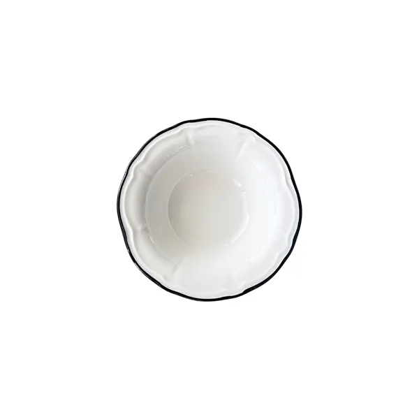 ID Fine 5335881 - 6.3" Round China Bowl, 10.2oz Capacity, Black Line Fulya Finish, China Material