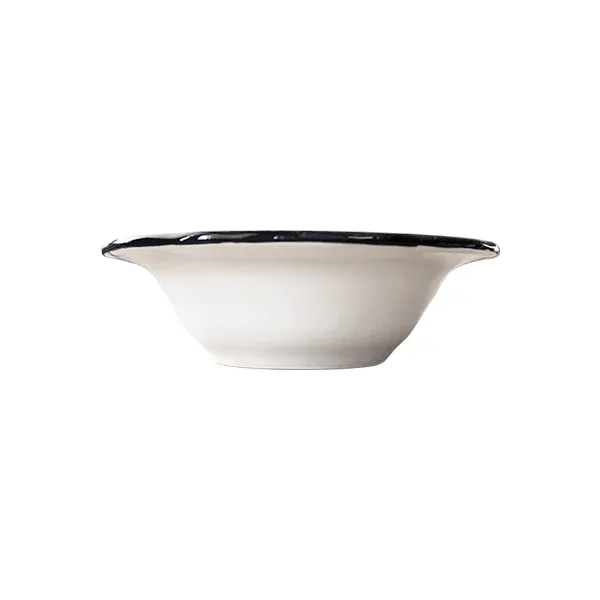 ID Fine 5335882 - 9" Round Porcelain Bowl, 38oz Capacity, Black Line Fulya Finish - 1/Each