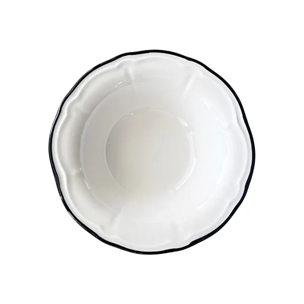 ID Fine 5335882 - 9" Round Porcelain Bowl, 38oz Capacity, Black Line Fulya Finish - 1/Each