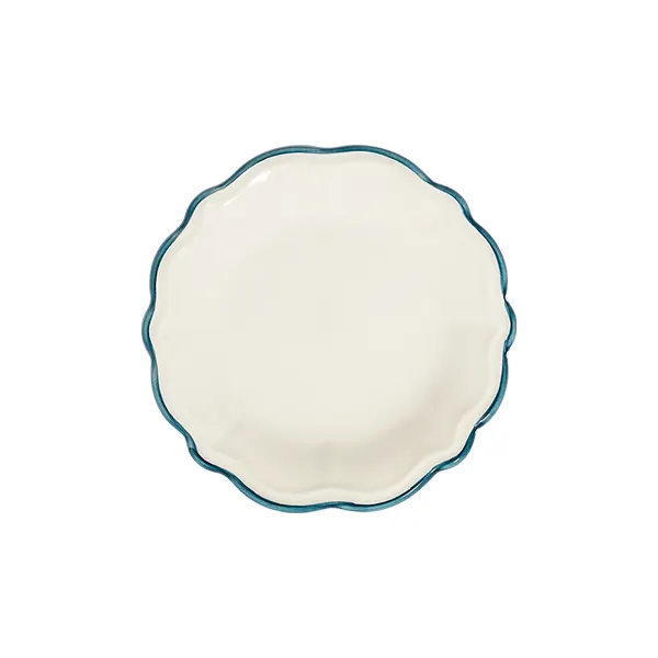 ID Fine 5335905 1972 Coupe Plate, 8.26" Round Porcelain, Teal Line Fulya, Dishwasher Safe