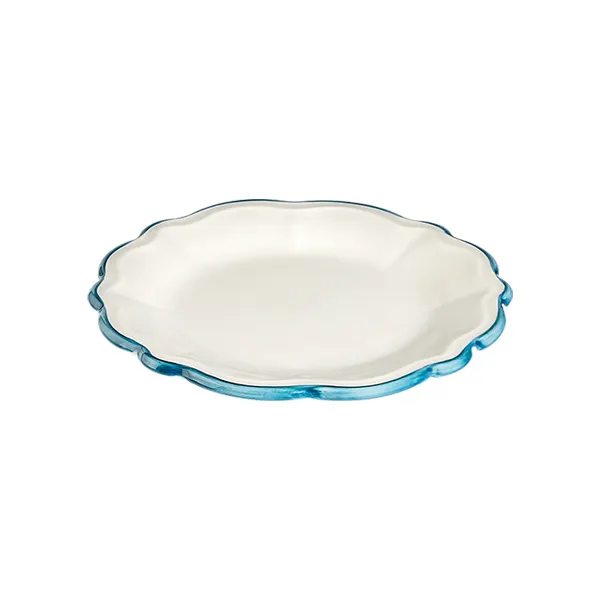 ID Fine 5335906 1972 Coupe Plate, 10.24" Round Porcelain Dinner Plate, Teal Line Fulya, Coupe Rim