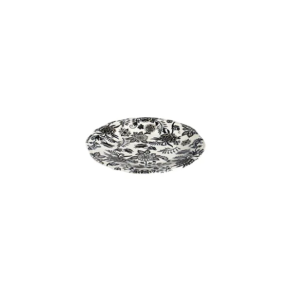 ID Fine 5335915 1972 Coupe Plate, 5.91" Round Porcelain Plate Herba Black Fulya, Dishwasher Safe