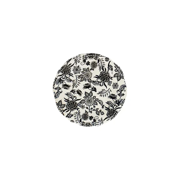 ID Fine 5335915 1972 Coupe Plate, 5.91" Round Porcelain Plate Herba Black Fulya, Dishwasher Safe