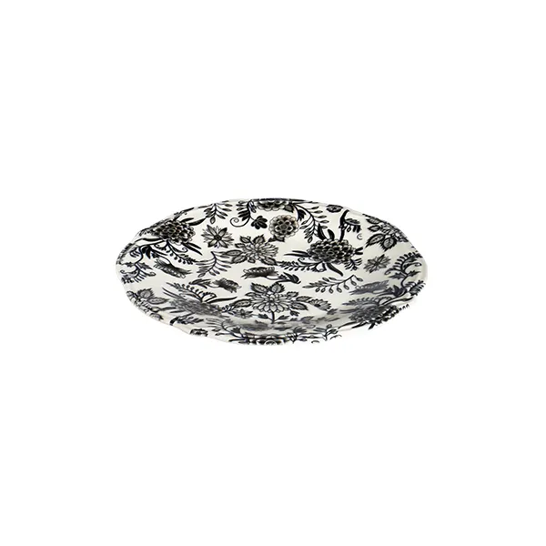 ID Fine 5335941 1972 Coupe Plate, 8.26" Round Porcelain Dinnerware, Herba Black Fulya Finish