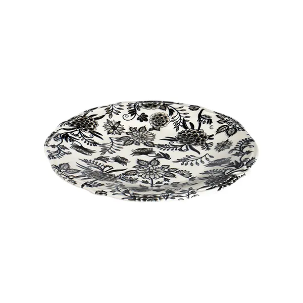 ID Fine 5335943 - Coupe China Plate, 10.24" Diameter, Porcelain, Herba Black Fulya Finish