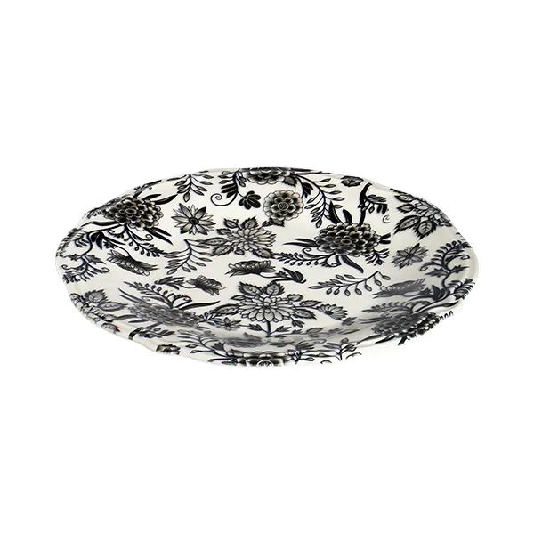 ID Fine 5335945 1972 Coupe Plate, 11.42" Round Porcelain Plate, Herba Black Fulya, Dishwasher Safe