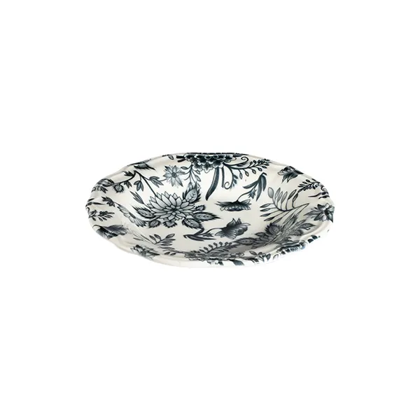 ID Fine 5336154 1972 Deep Plate, 8.6" (15 oz) Round Porcelain, Herba Black Fulya Finish, Deep Rim