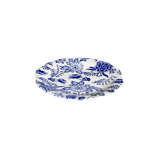 ID Fine 5336692 1972 Coupe Plate, 8.26" Round Porcelain, Herba Blu Line Fulya, Dishwasher Safe